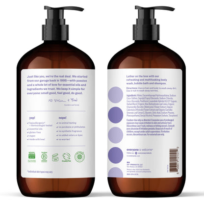 Everyone 3-in-1 Soap Body Wash Bubble Bath Shampoo Lavender Aloe 32oz 2pk everyone for every body