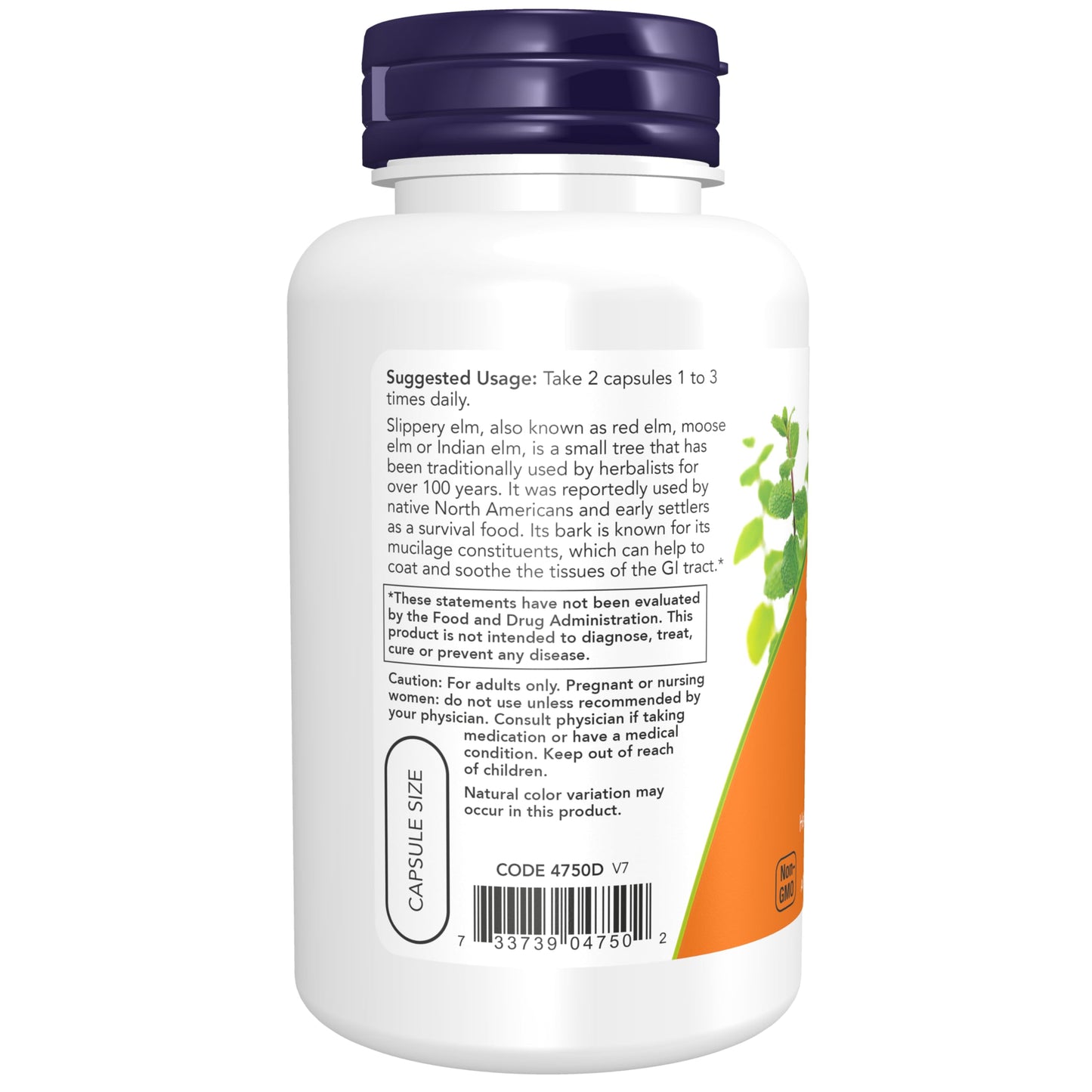 Now Foods Slippery Elm, 100 Caps 400 mg Gsupps Australia