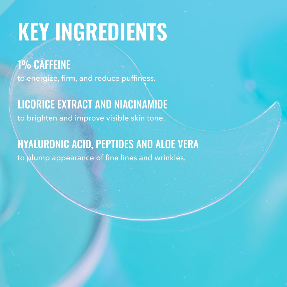 Good Molecules Caffeine Energizing Hydrogel Eye Patches - Eye Mask with Hyaluronic Acid Hydrate and Reduce Puffiness - Pack of 30, Skincare for Face Good Molecules