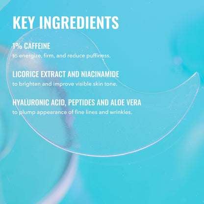 Good Molecules Caffeine Energizing Hydrogel Eye Patches - Eye Mask with Hyaluronic Acid Hydrate and Reduce Puffiness - Pack of 30, Skincare for Face Good Molecules