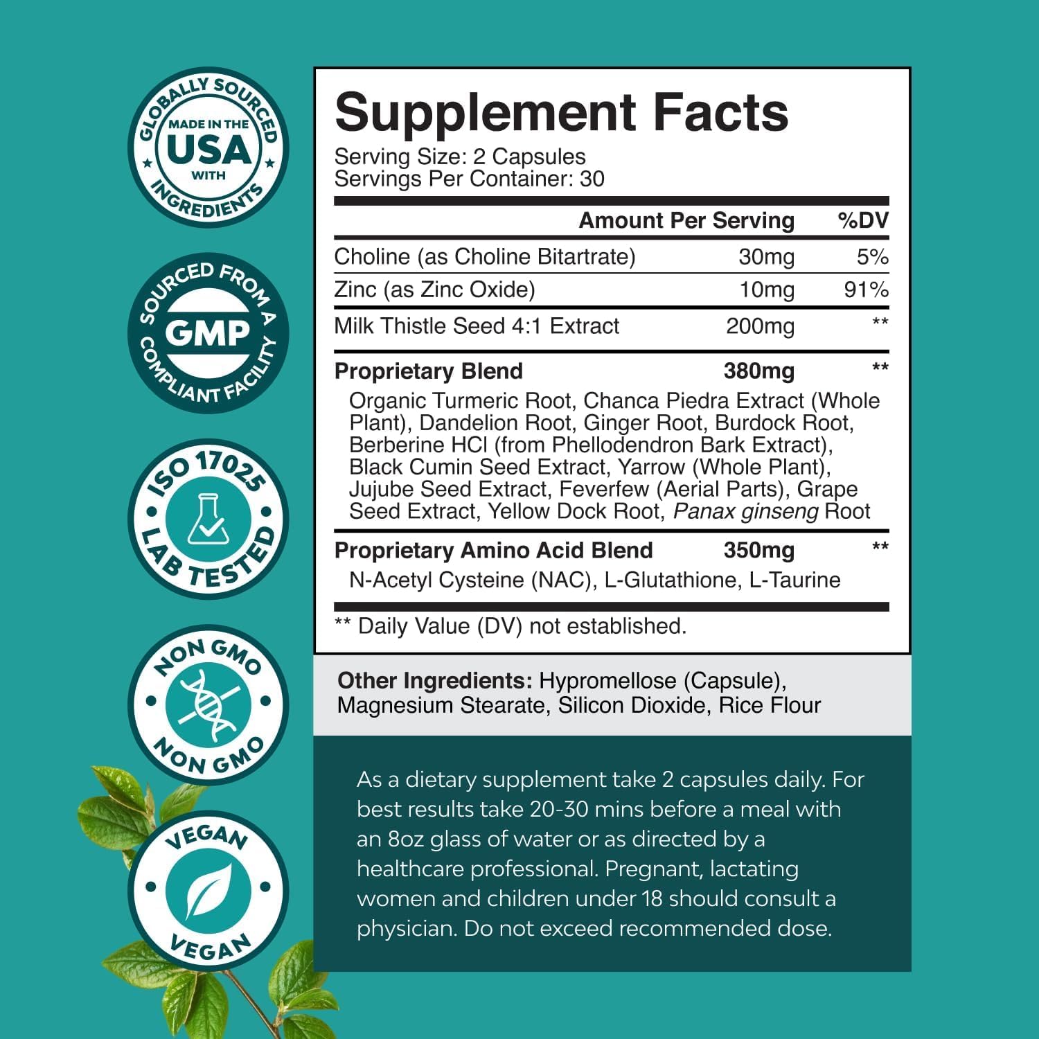 Liver Support NAC Supplement with Milk Thistle for Liver Cleanse Detox & Repair - N Acetyl Cysteine Supplement for Liver Cleanse with Turmeric, Choline, Dandelion & L-Glutathione - 60 Count Gsupps Australia