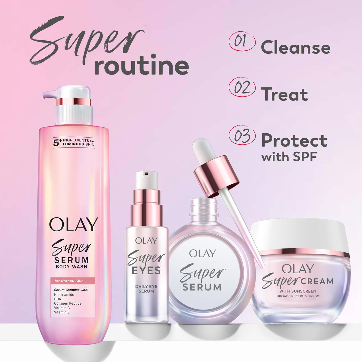 Olay Super Cream with Sunscreen SPF 30, Lightweight Face Moisturizer with Sun Protection, 5-in-1 Skin Care Benefits - Hydrating, Brightening, Firming - Niacinamide, Vitamin C, Collagen Peptide, 1.7 oz Olay