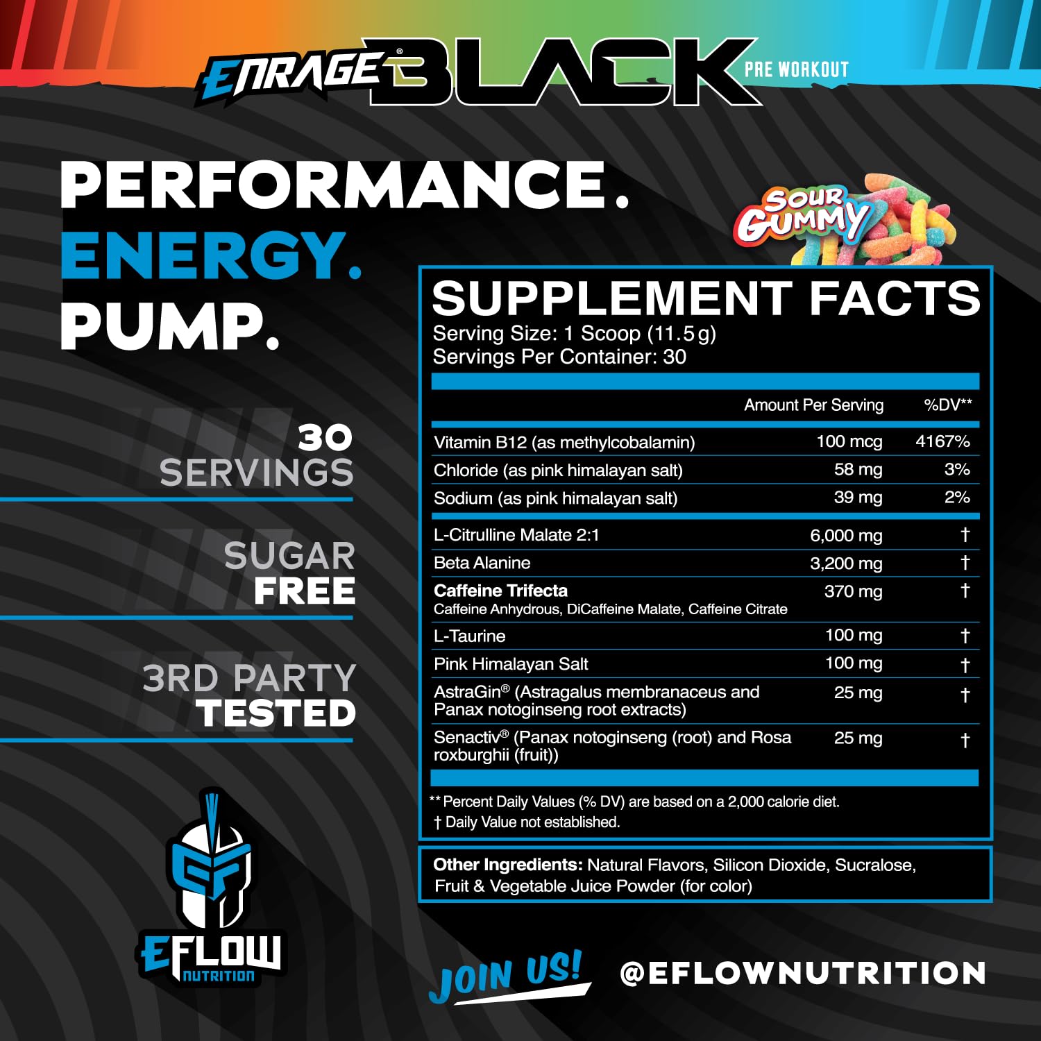 eFlow Nutrition Enrage Black High Stimulant Pre Workout Supplement - Preworkout Powder eFlow Nutrition buy australia supplements