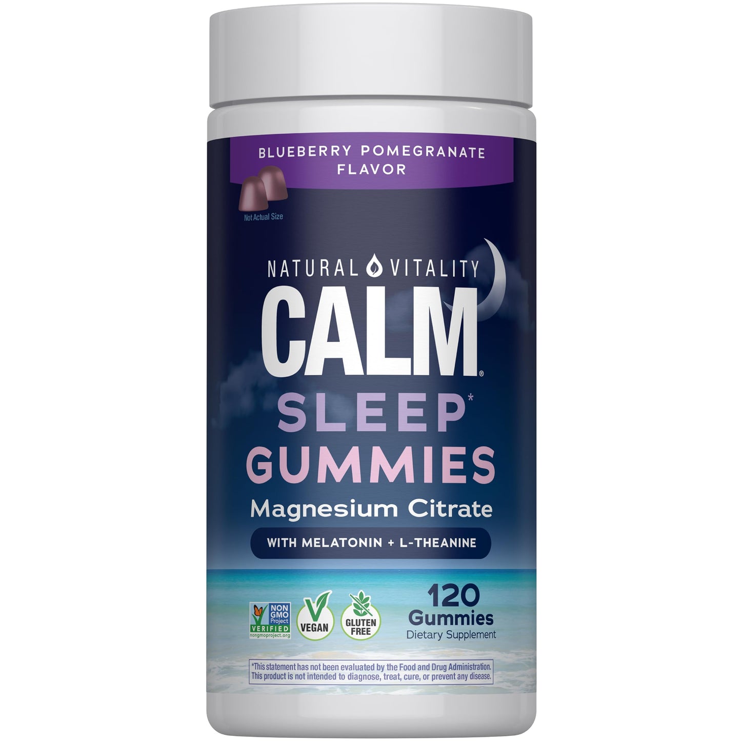 Natural Vitality SLEEP Gummies, Magnesium Supplement With Melatonin and L-Theanine, Vegan, Gluten Free, Helps the Body Ease Into Sleep Natural Vitality