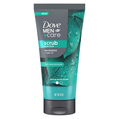 DOVE MEN + CARE Body and Face Scrub Eucalyptus Deeply Exfoliates for Hydrated & Nourished Skin 100% Gentle Cleanser, No Sulfate Cleansers or Parabens 9 oz DOVE MEN + CARE