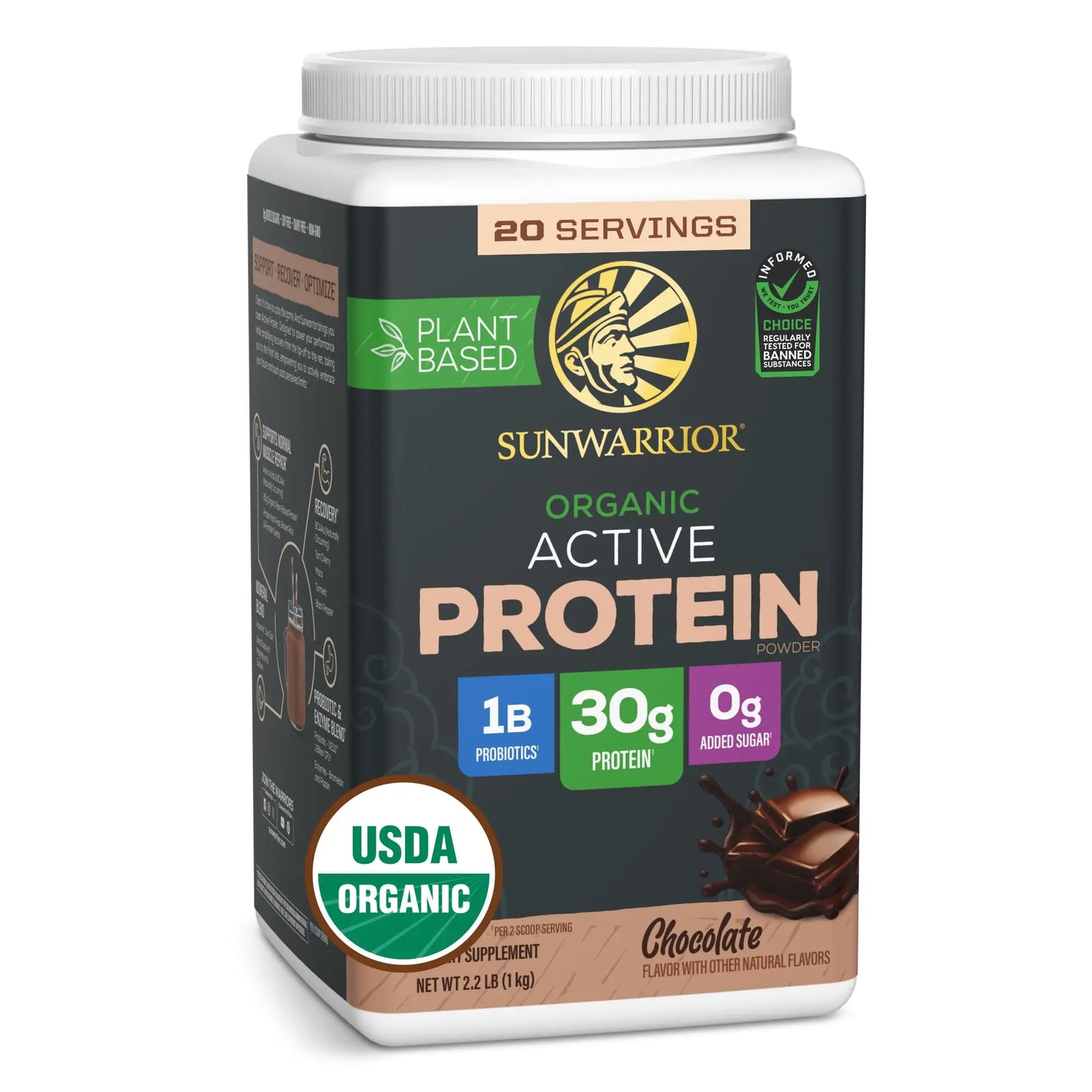 Sunwarrior Organic Plant Based Protein Powder | Vegan Organic Protein Powder with BCAA Amino Acids Plus Recovery Minerals & Botanicals | Non-GMO Soy Dairy & Gluten Free Sunwarrior