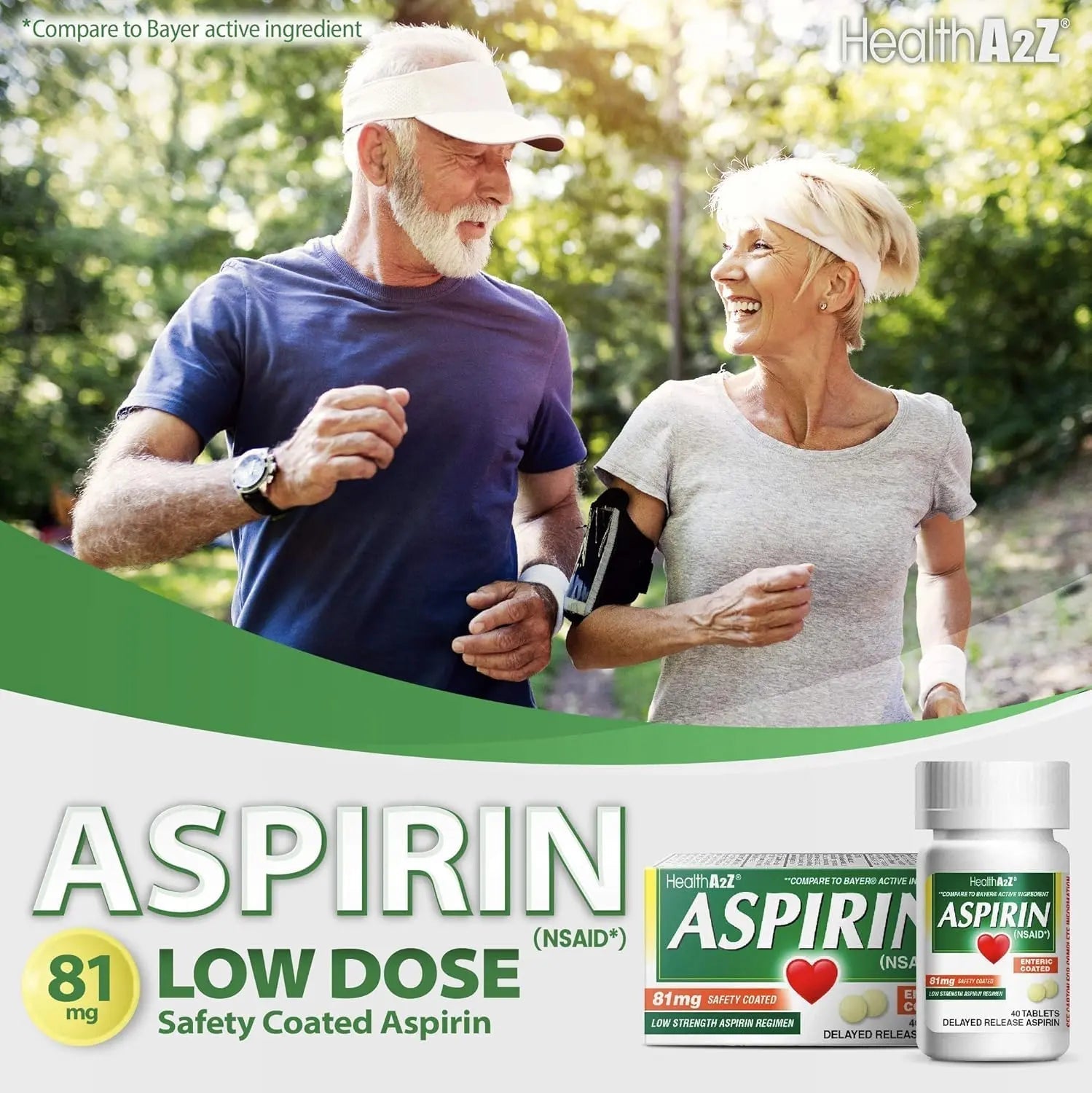 HealthA2Z Aspirin 81mg Low Strength | Enteric Coated | 24 Packs of 40 Counts (960 Tablets Total) | Value Package HealthA2Z buy australia supplements