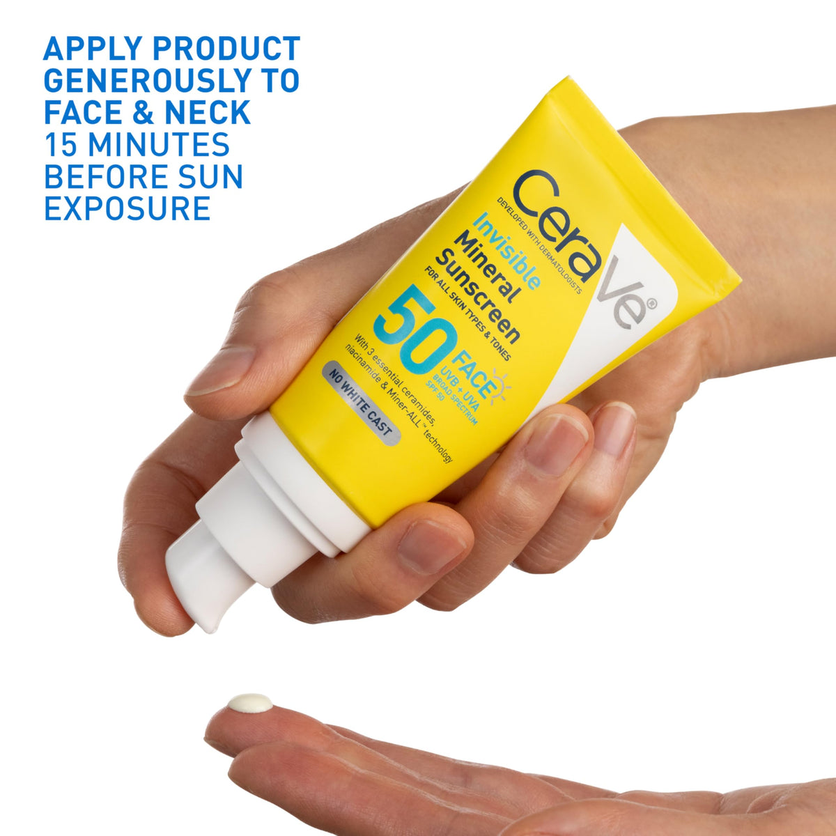 CeraVe Invisible Mineral Sunscreen SPF 50 Face Sunscreen, 1.7oz CeraVe
