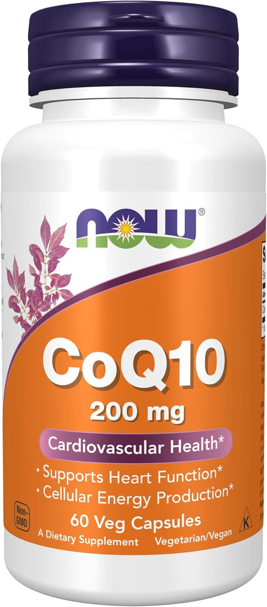NOW Foods Supplements, CoQ10 (Coenzyme Q10) 200 mg, Cardiovascular Health*, 60 Veg Capsules Gsupps Australia