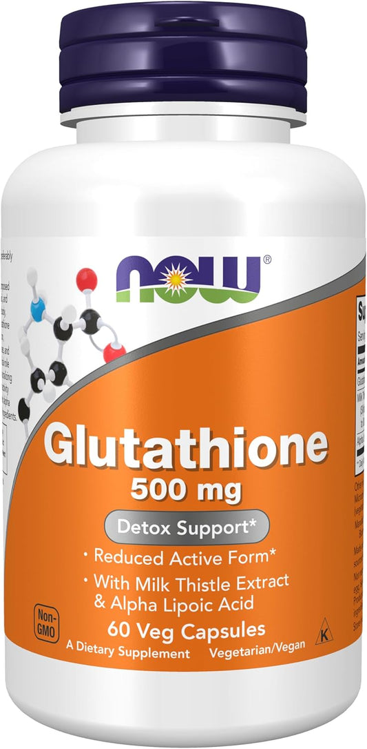 NOW Foods Supplements, Glutathione 500 mg, With Milk Thistle Extract & Alpha Lipoic Acid, Free Radical Neutralizer*, 60 Veg Capsules Gsupps Australia