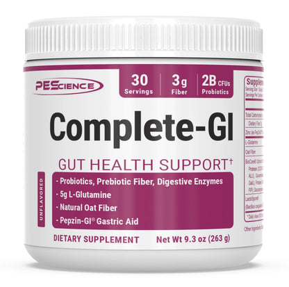 PEScience Complete-GI Gut Health Powder, Probiotics for Women and Men, Digestive Enzymes, Prebiotic Fiber, L-Glutamine PEScience