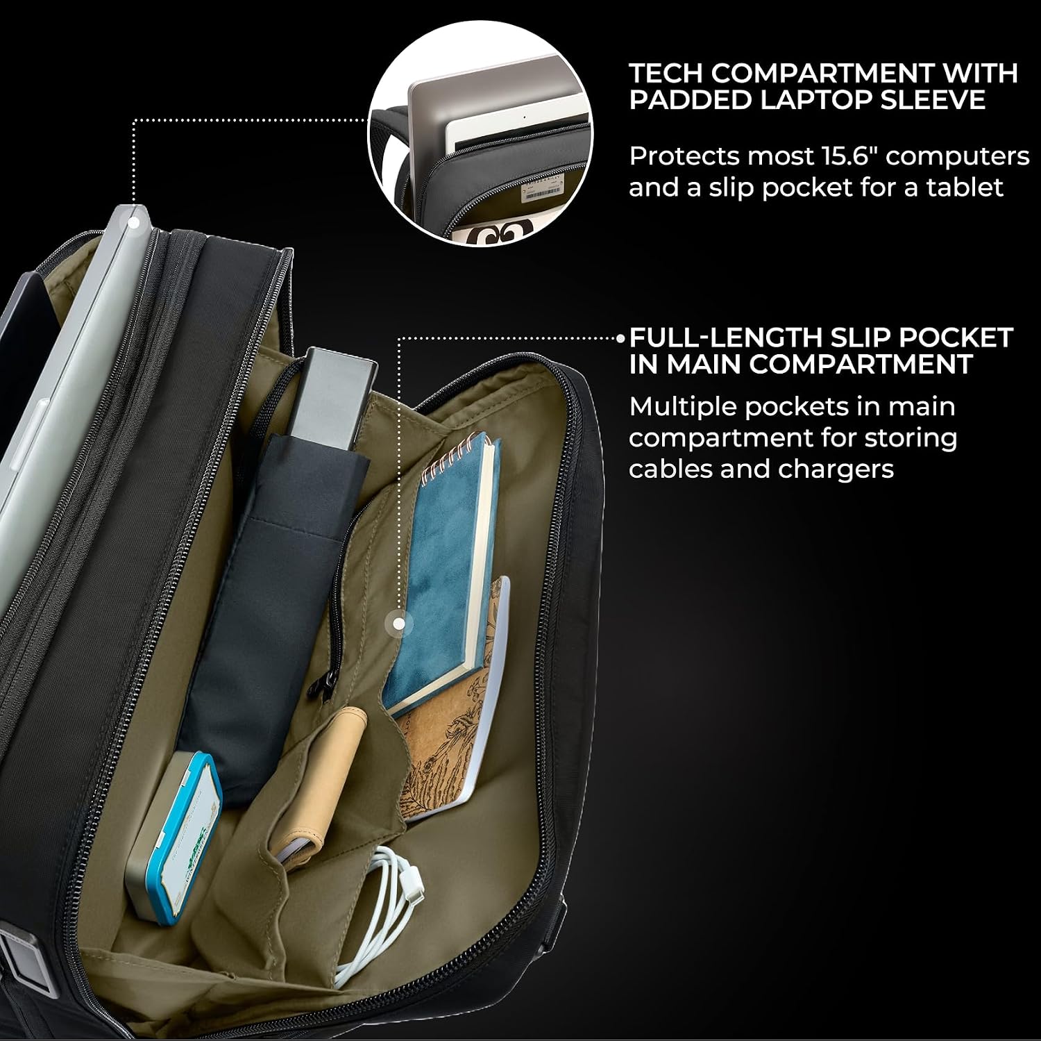 Briggs & Riley Medium Expandable Briefcase - Laptop Bag for Work & Travel, Briefs for Men & Women, Includes Shoulder Strap, Self-Repairing Zippers, Fits up to 15" Computer - HTA Collection, Black Gsupps Australia