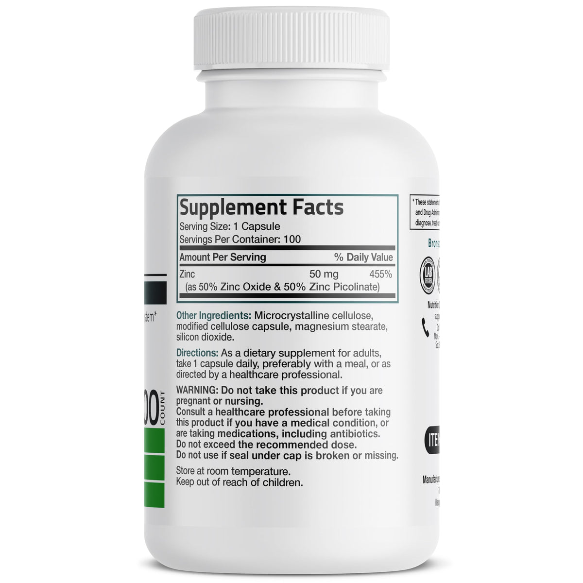 Bronson Zinc 50mg Complex High Potency Immune Support Supplement & Antioxidant and Skin Health Bronson