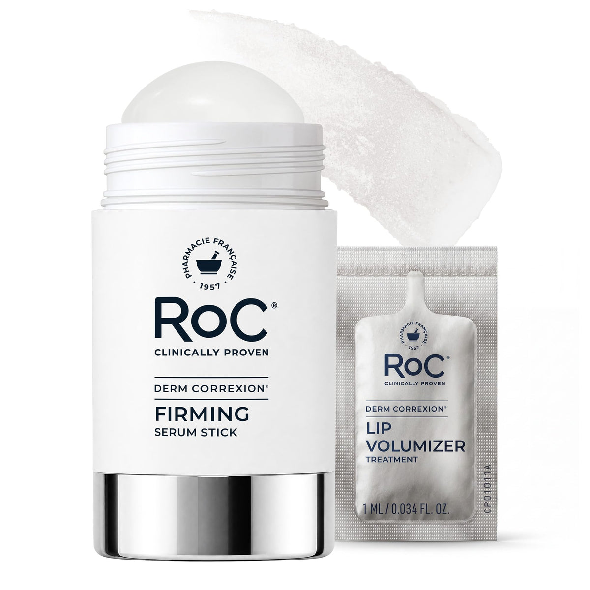 RoC Derm Correxion Retinol Firming Serum Stick with Antioxidants to Visibly Tighten and Firm Wrinkles and Laugh Lines For Men and Women + Retinol Eye Cream Packette, 1.0 oz (Packaging May Vary) RoC