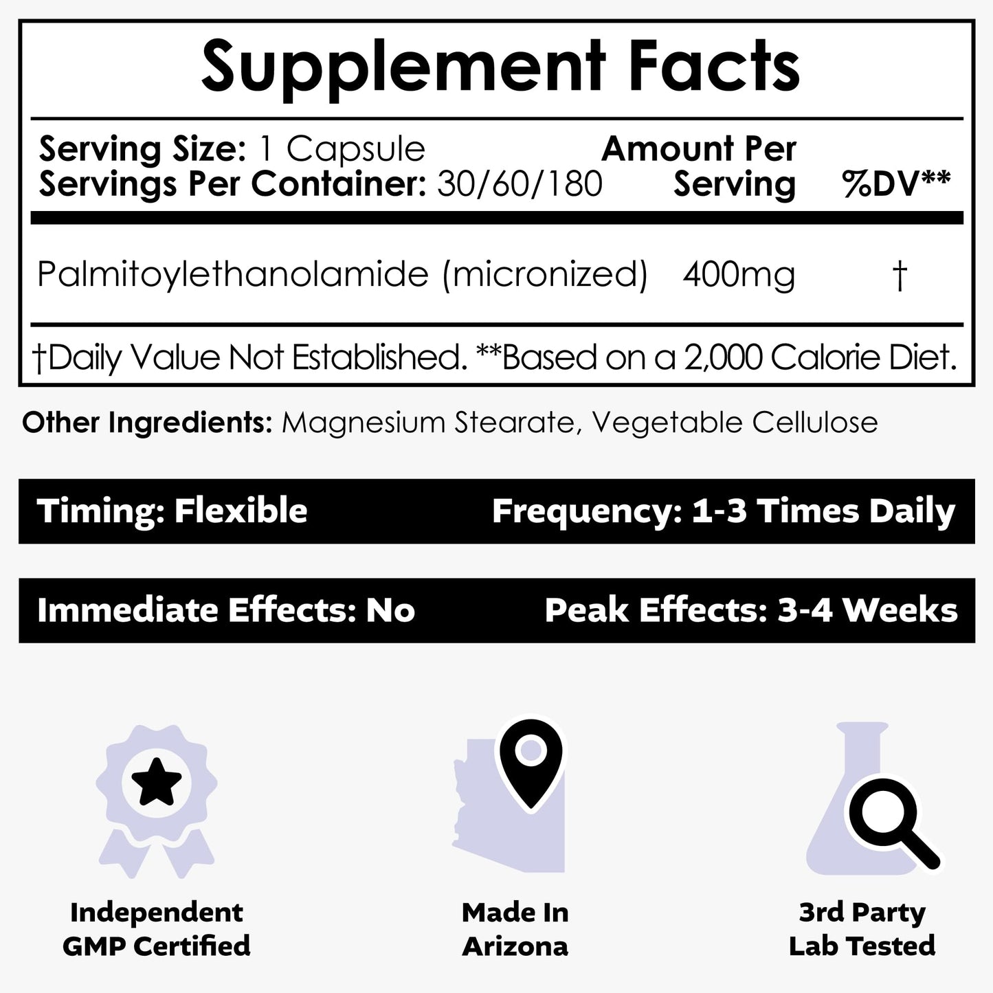 Nootropics Depot Palmitoylethanolamide (Pea) 400mg Capsules | Micronized Pea | Joint, Nerve, & Cellular Support | Daily Comfort | High Purity | Supplement for Women and Men | 60ct
