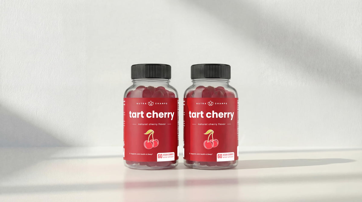 NutraChamps Tart Cherry Gummies - Tart Cherry Extract with Celery Seed - 60 Vegan Gummies (2-Pack) NutraChamps