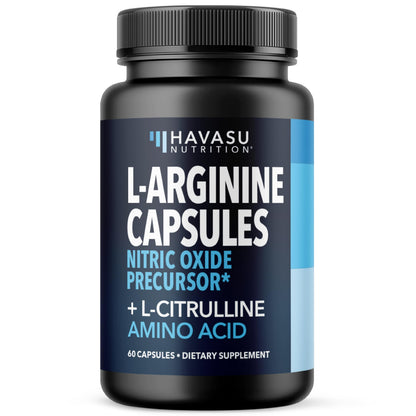 L-Arginine Capsules with L-Citrulline - Nitric Oxide Supplement - L Arginine and L Citrulline Blend - 60 Count - Vegan, Non-GMO Capsules for Performance HAVASU NUTRITION