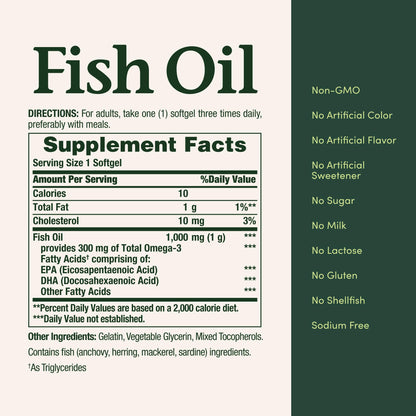 Nature’s Bounty Fish Oil, Supports Heart Health, 1000mg, Rapid Release Softgels, 145 Ct Nature's Bounty