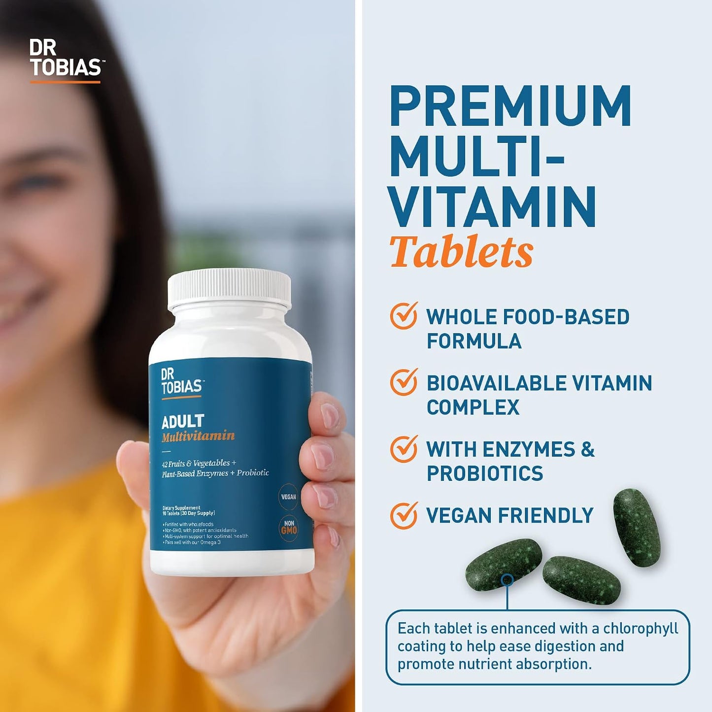 Dr. Tobias Adult Multivitamin & Turmeric Curcumin, Energy, Immune Health, Bone & Joint Support, Vegan, Non-GMO