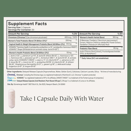 Stonehenge Health Biotics for Women Probiotic 70 Billion CFU, 24 Strains + Prebiotic Fiber, Weight Management, Focus & Mood, Digestive, Vaginal & Immune Support, Non-GMO, 30 Delayed-Release Veg Caps