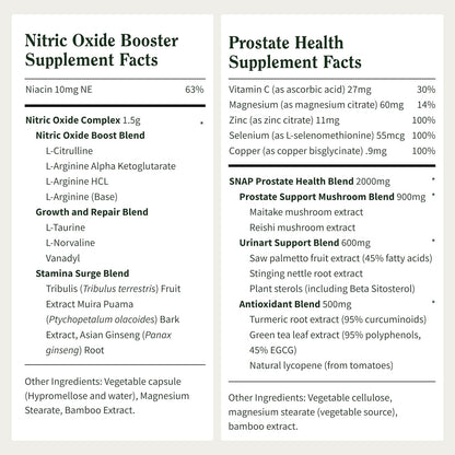 Snap Supplements Prostate Health & Nitric Oxide Supplement Bundle for Men, 90 + 60 Vegetarian Capsules (1 Month Supply) Snap Supplements