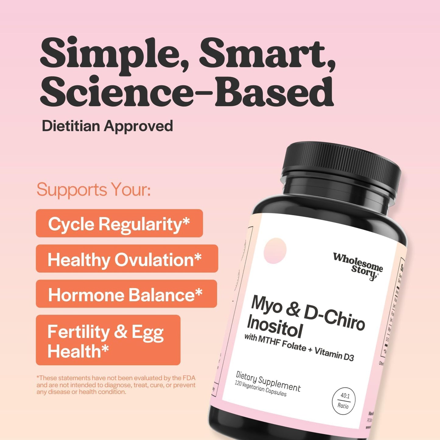 Wholesome Story Organic Spearmint Capsules + Myo-Inositol & D-Chiro Inositol Capsules with MTHF, Folate & Vitamin D | Supports Hormone Balance, Digestion & Gut Health | 30 Day Supply