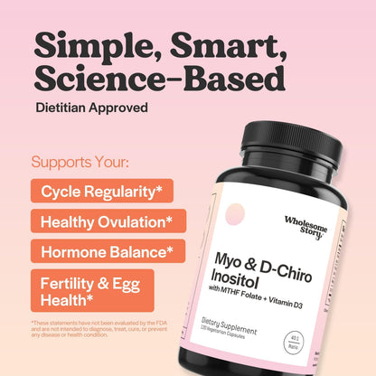 Wholesome Story Organic Spearmint Capsules + Myo-Inositol & D-Chiro Inositol Capsules with MTHF, Folate & Vitamin D | Supports Hormone Balance, Digestion & Gut Health | 30 Day Supply