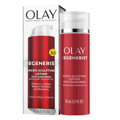 Olay Regenerist Advanced Anti-Aging Face Moisturizer Lotion for All Skin Types, Micro-Sculpting Lotion with Broad Spectrum SPF 30, Reduces Wrinkles, Firms and Plumps Skin, Dermatologist Tested, 1.7 oz Olay