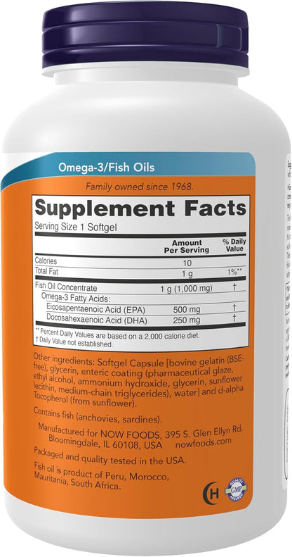 NOW Foods Supplements, Ultra Omega-3 Molecularly Distilled and Enteric Coated, 180 Softgels Gsupps Australia