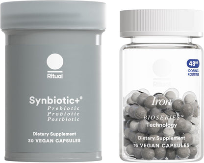 Ritual Iron Stomach Support Duo New 48-Hour Iron BioSeries™ and Synbiotic+ for Daily Gut Health Support, 30 Day Supply*