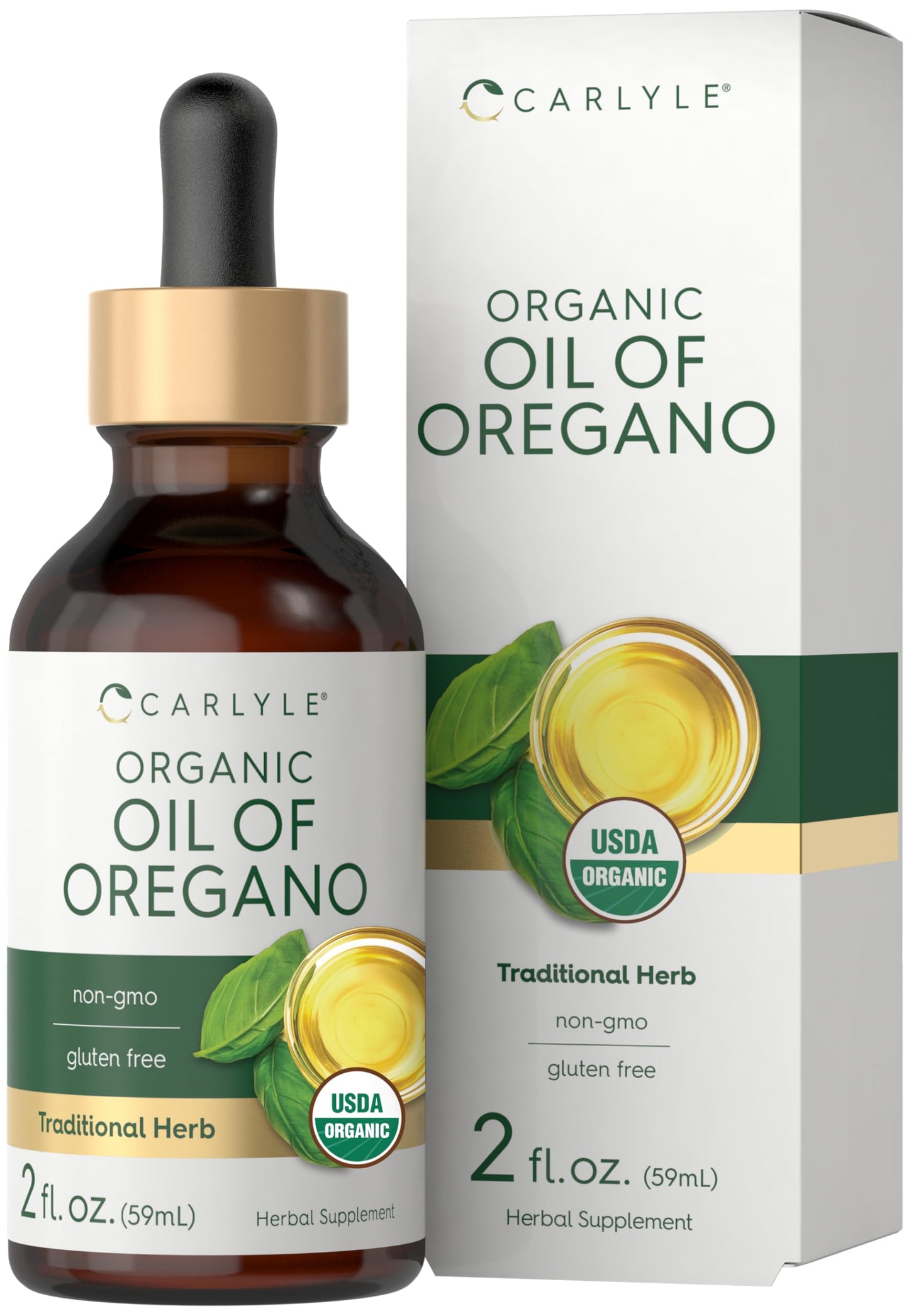 Carlyle Organic Oil of Oregano Liquid Drops - 2 fl oz - 1 Year Supply | Vegan Herbal Supplement | Non-GMO, Gluten Free Carlyle