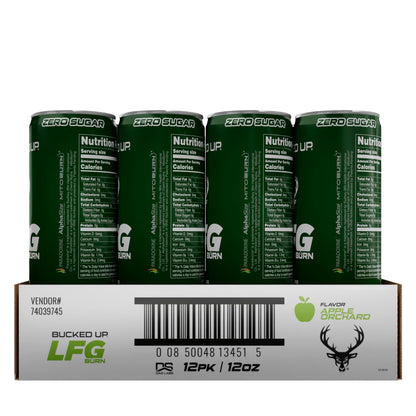 Bucked Up LFG BURN Energy Drink - Zero Sugar - 12 Pack (Apple Orchard)
