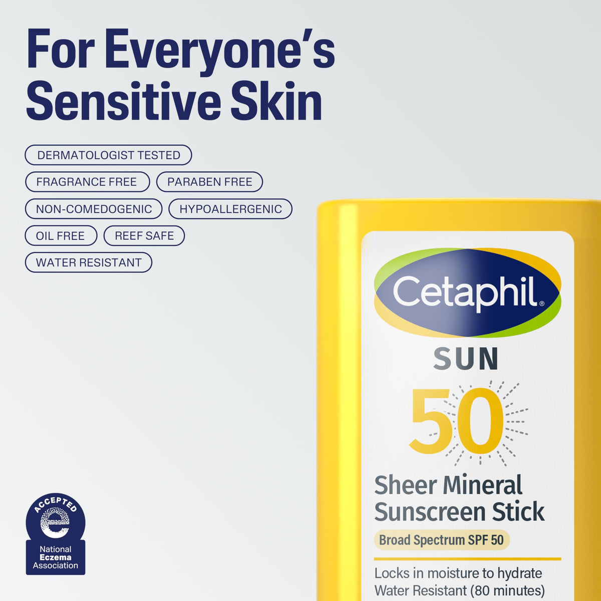 Cetaphil Sheer Mineral Sunscreen Stick, Face & Body, SPF 50, 0.5oz Cetaphil