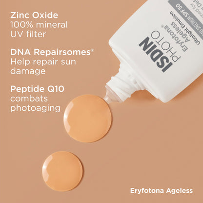 ISDIN Eryfotona Ageless SPF 50 (1.7 Fl Oz) | Tinted Mineral Sunscreen for Face with Zinc Oxide | Anti-Aging Sunscreen with DNA Repairsomes & Vitamin E ISDIN