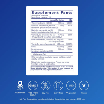 Pure Encapsulations B-Complex Plus - B Vitamins Supplement to Support Neurological Health, Cardiovascular Health, Energy Levels & Nervous System Support Pure Encapsulations