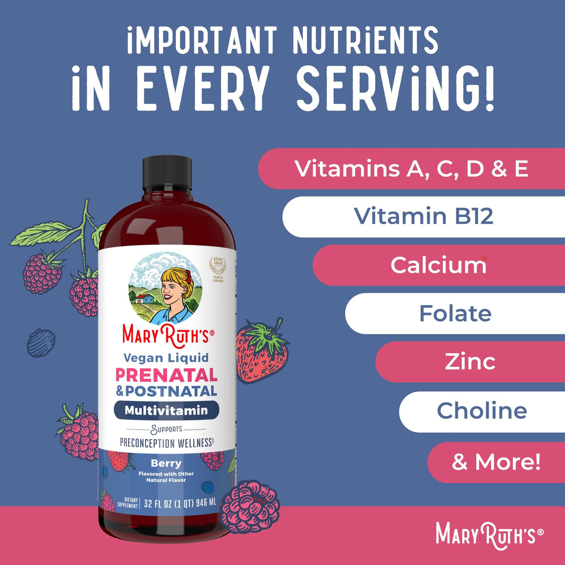 MARYRUTH'S Postnatal & Prenatal Vitamins for Women | Sugar Free | Selenium | Folate | Vegan | Non-GMO | Gluten Free | 32oz MARYRUTH'S buy australia supplements