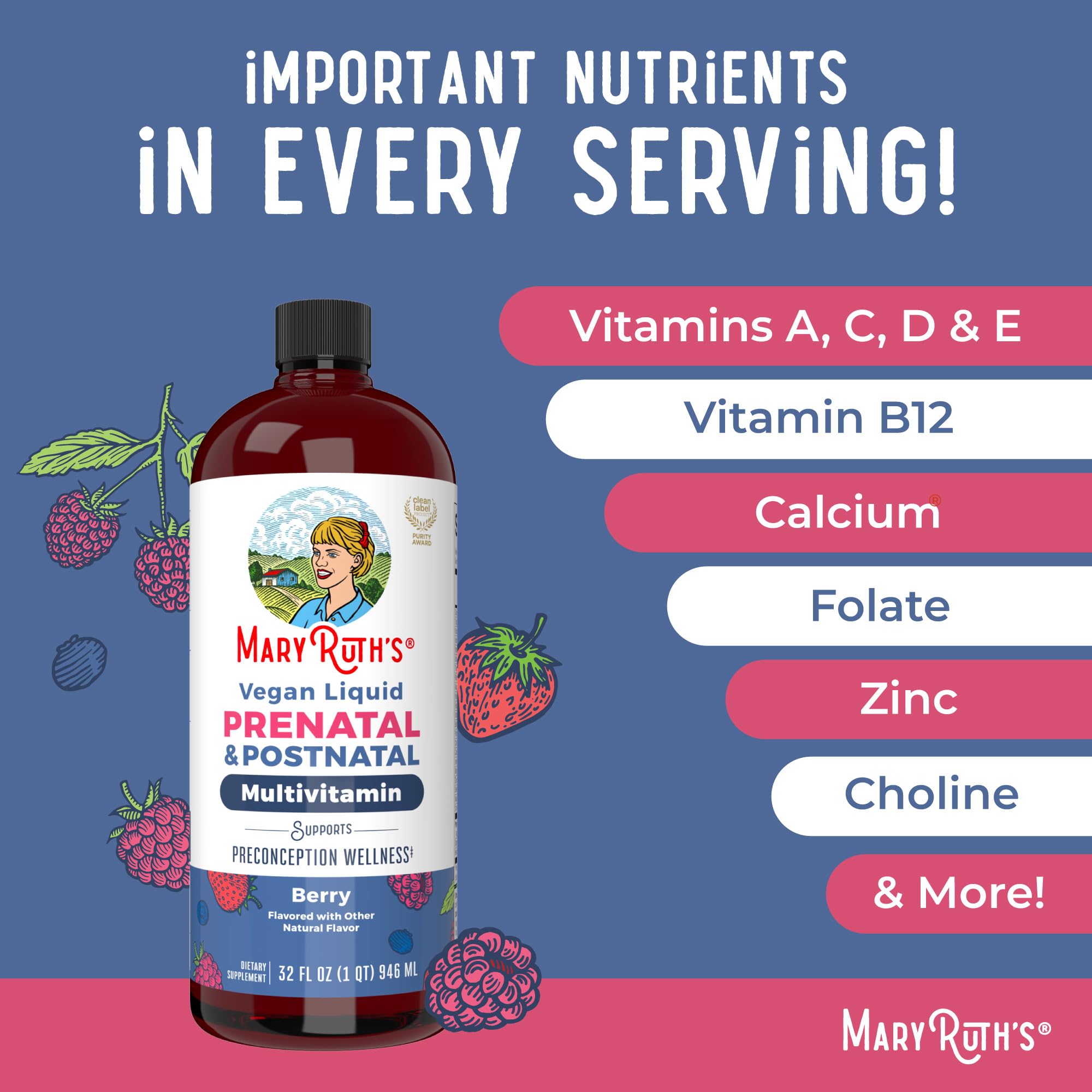MARYRUTH'S Postnatal & Prenatal Vitamins for Women | Sugar Free | Selenium | Folate | Vegan | Non-GMO | Gluten Free | 32oz MARYRUTH'S buy australia supplements