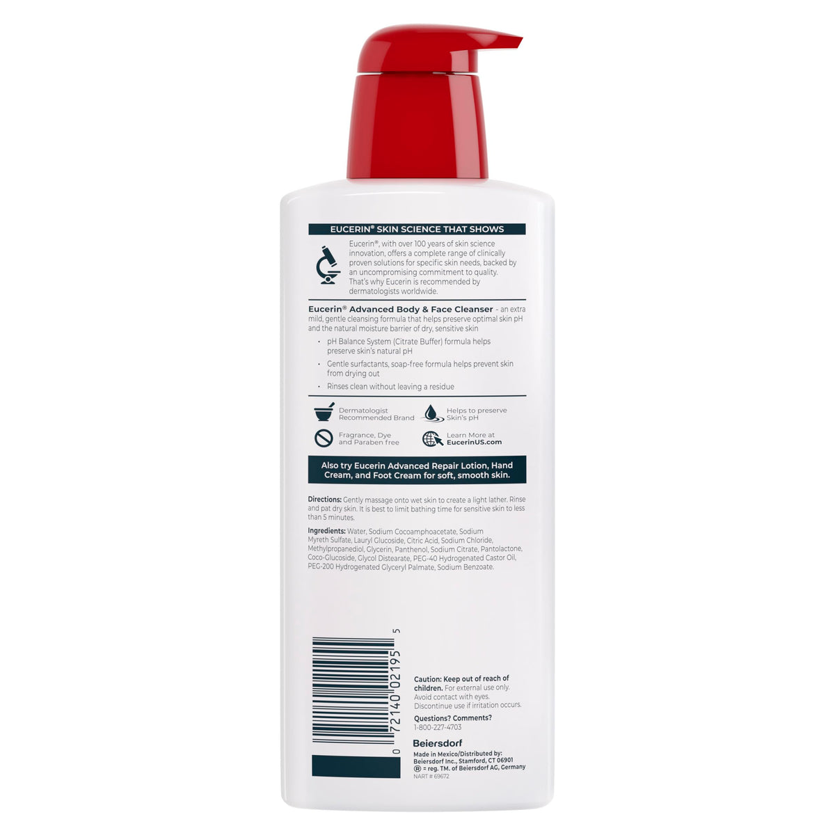 Eucerin Advanced Repair Body and Face Cleanser, 16.9 FL OZ Eucerin