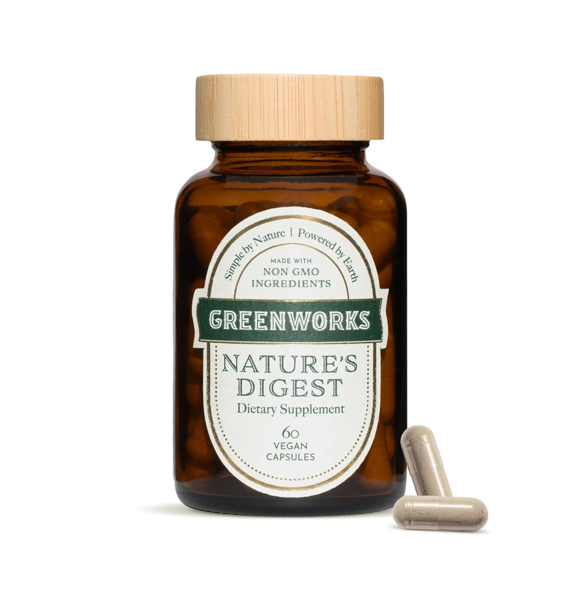 Greenworks Nature's Digest 10 Billion CFU Probiotic for Adults | Daily Gut Health Supplement with Saccharomyces Boulardii, Psyllium Husk, Bromelain, Greenworks