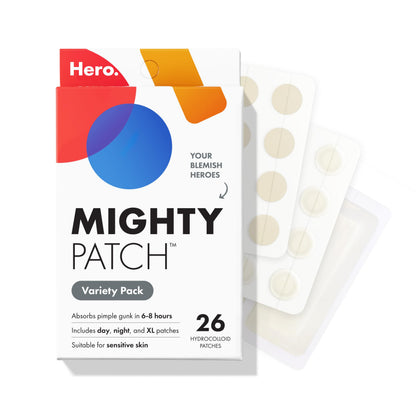 Mighty Patch Hero Cosmetics Variety Pack of Acne Pimple Patches, 26 Ct Mighty Patch