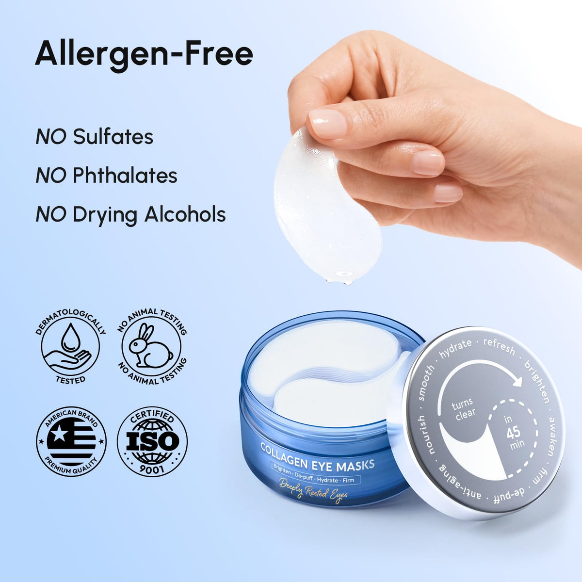 MAREE Invisible Under Eye Patches for Puffy Eyes and Dark Circles with Peptide Collagen, Caffeine & Retinol - Eye Masks for Women & Men for Undereye Bags & Puffiness Reducing - Parches para Ojeras MAREE