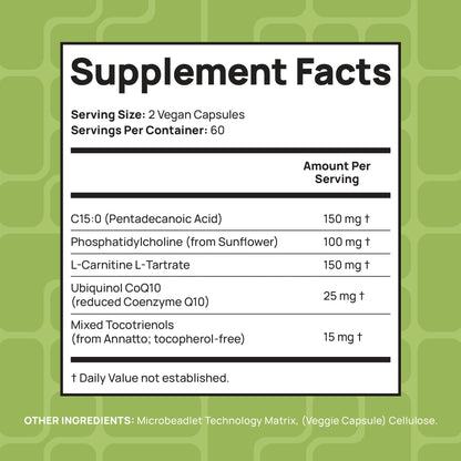 C15:0 Pentadecanoic Acid Supplement | Longevity, Cellular & Membrane Support, Micro-Granule Enhanced Absorption, Phosphatidylcholine, L-Carnitine, Stay-Well Naturals