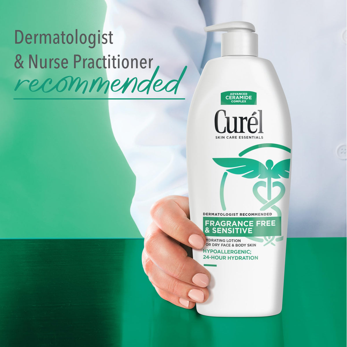 Curel Fragrance Free Comforting Body Lotion, Unscented Dry Skin Moisturizer for Sensitive Skin, with Advanced Ceramide Complex, Repairs Moisture Barrier, 20 oz Curel