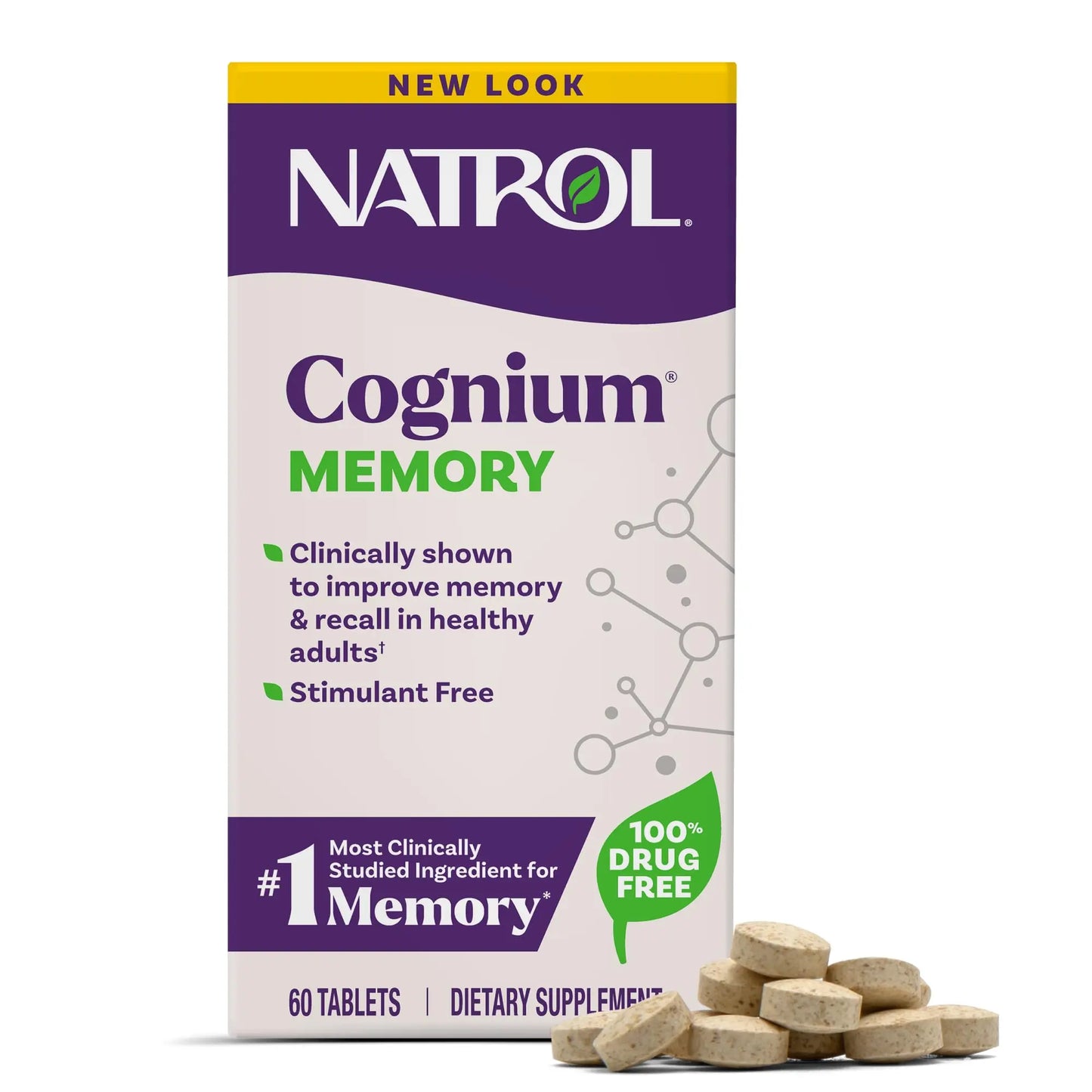 Natrol Cognium Memory, Brain Health Supplements for Adults, Brain Memory Supplements, Enhances Mental Agility in Healthy Adults, Natrol