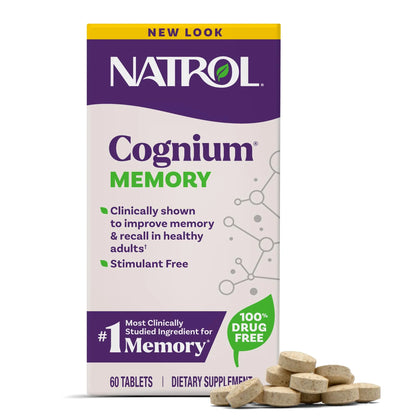 Natrol Cognium Memory, Brain Health Supplements for Adults, Brain Memory Supplements, Enhances Mental Agility in Healthy Adults, Natrol