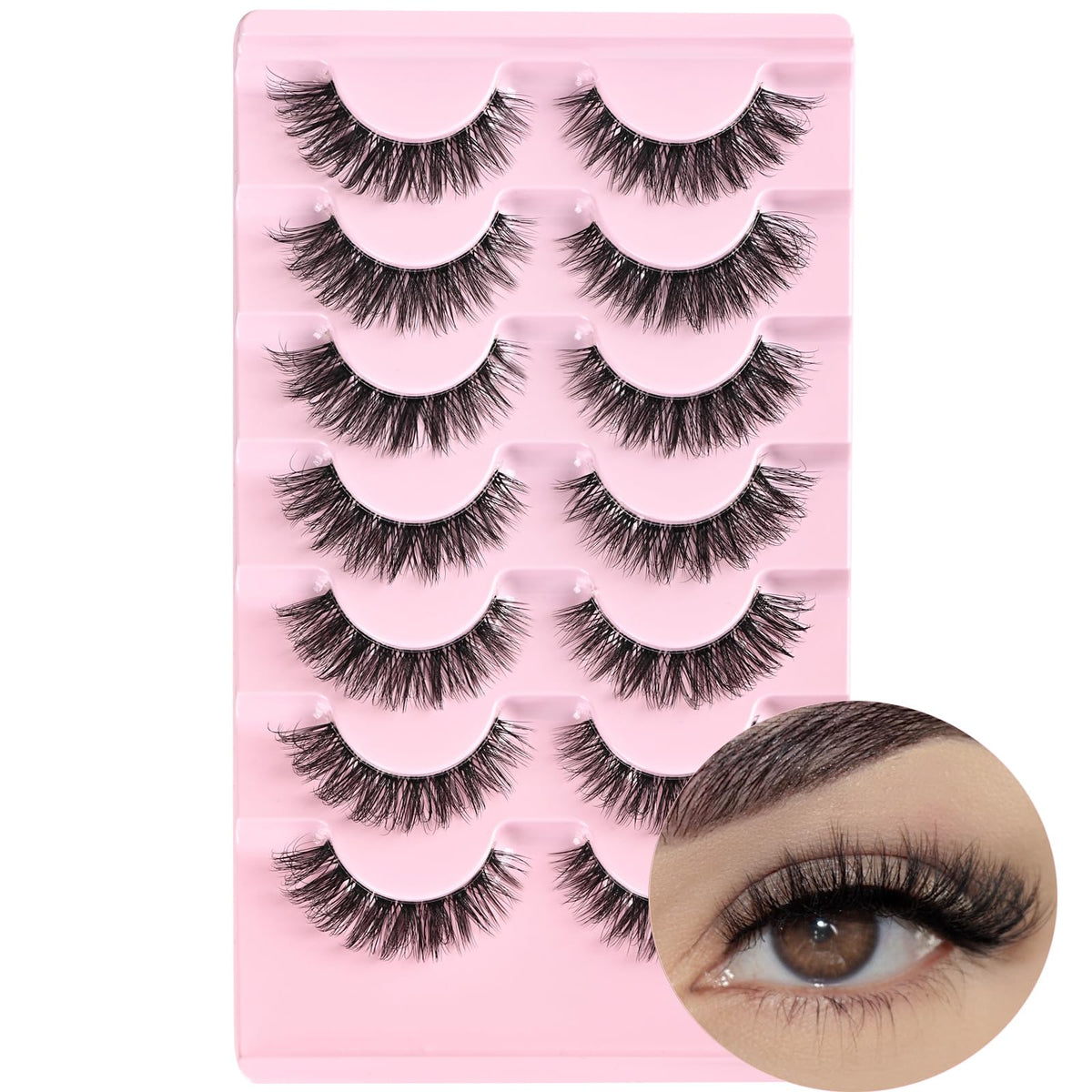 FARRED Cat Eye Lashes Natural Eyelashes Short Wispy Lash Strips Volume Cateye False Eyelash Medium Length Fake Lashes Natural Looking Hybrid Clusters Full Demi Wispies Strip Pestañas (A1 | 8-14MM) FARRED