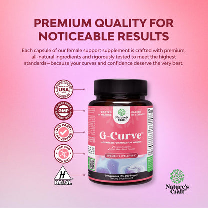 G-Curve Butt and Breast Growth Capsules - Horny Goat Weed Muira Puama & Maca Root for Butt Growth Support - Advanced Herbal Formula - Supports Bigger Butt & Bigger Breast - Easy to Swallow - 60 Count Gsupps Australia