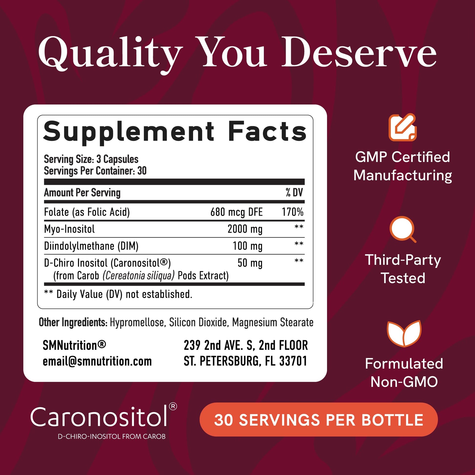 Ovarian Support for Hormone Balance for Women | Healthy Ovulation, Menstrual Cycle & Reproductive Health Support | DIM Supplement with Myo-Inositol & D-Chiro Inositol & Folate Complex | 30 Day Supply SMNutrition buy australia supplements