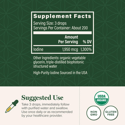 Global Healing Center - Detoxadine - Organic Nascent Liquid Iodine Supplement Drops for Thyroid Support, Detox Cleanse, and Metabolism - Non-GMO, Vegan, 200 Servings Iodine Drops (1 Oz)