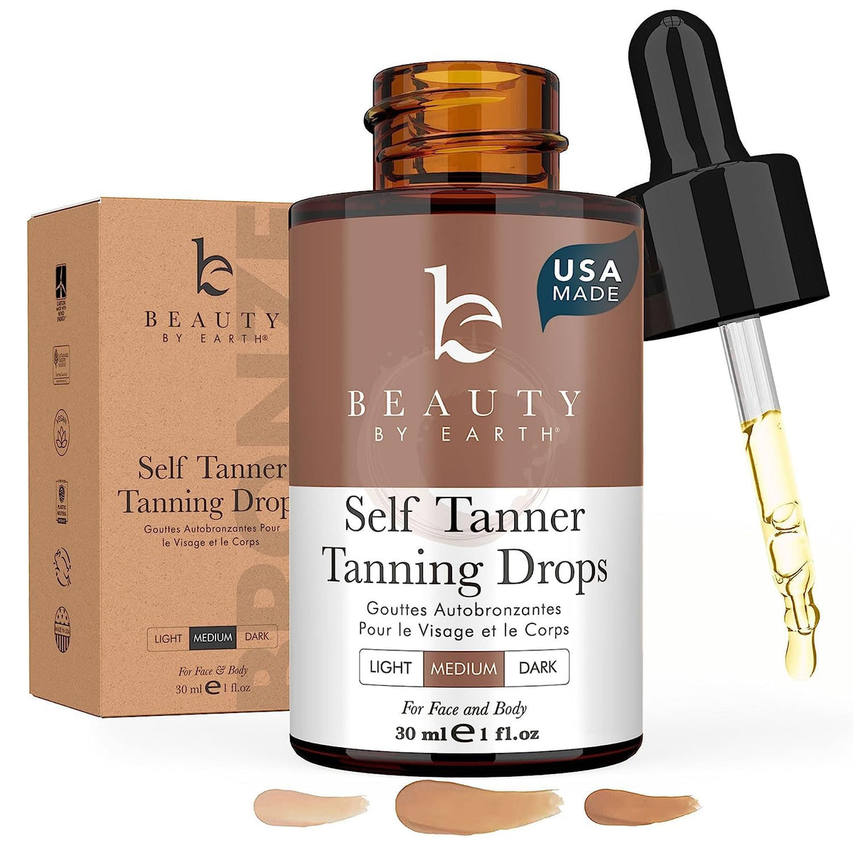 Self Tanning Drops - USA Made with Natural & Organic Ingredients Beauty by Earth